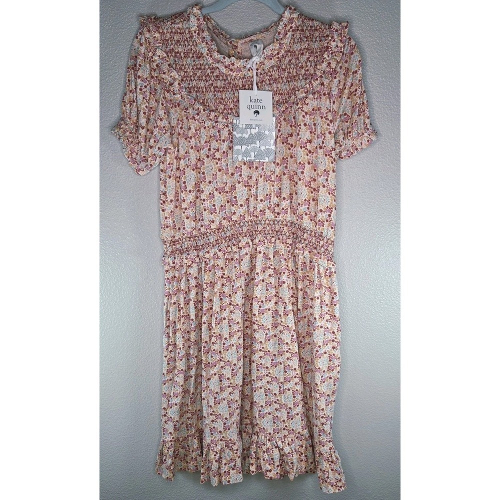 Kate Quinn Winnie Dress 8Y Bamboo 100 Acre Calico Floral Smocked NWT